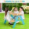 Natural Wooden Kids Picnic Table Set with Trapezoid Base and Rounded Corners